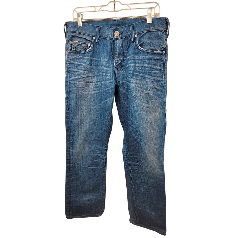 True Religion Light Blue‎ Denim Bobby Distressed Mens Straight Leg Jeans size 31
